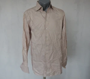 ETON Mens Dress Shirt Checks Brown White Size 40 15 3/4 (L) Cotton Long Sleeve - Picture 1 of 6