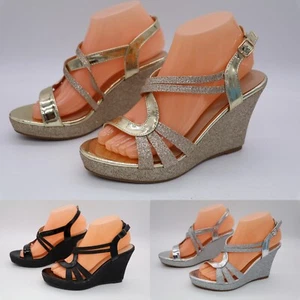 FOREVER HAPPY-09 PLATFORM WEDGE SANDALS HIGH HEEL PARTY PROM DRESS SHOES STRAPPY - Picture 1 of 16