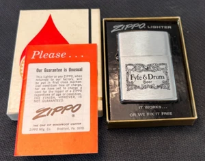 Vintage ZIPPO LIGHTER, FYFE & DRUM BEER (Boxed, Unused) - Picture 1 of 10