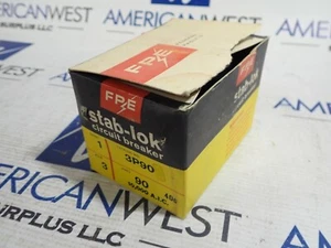 NEW in box FPE 3P90 NA390 NA stab lok 3 pole 90 amp 240 volt plug in Breaker - Picture 1 of 9