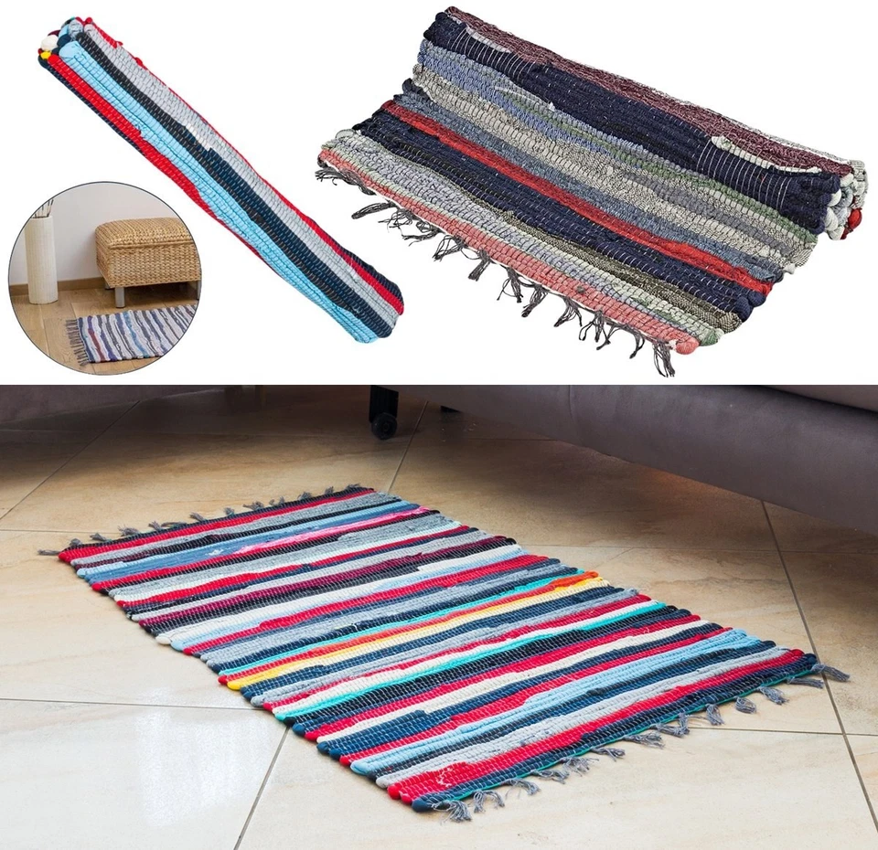 Flickenteppich Fleckerlteppich Baumwollteppich Webteppich Teppichläufer Handweb - Bild 1 von 1