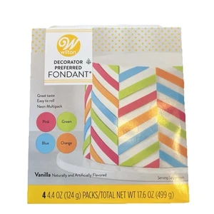 Wilton Decorator Preferred Fondant Neonfarben 4er Pack Vanille Geschmack 17,6 Oz. NEU - Bild 1 von 3