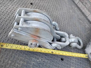 LARGE DOUBLE SHEAVE BLOCK GALVANIZED FINISH, 1.25" CABLE MAX - Picture 1 of 9