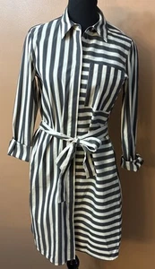 Lafayette 148 New York - Women's Sz S Striped Cotton Shirt Dress - Picture 1 of 14