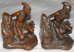 ANTIKER JENNINGS BROTHERS JB 1524 INDIANER MIT HUND - TOP - Bild 1 von 5