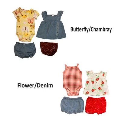 Carter's Baby Girl's 4-Piece Mix & Match Tops and Diaper Cover Sets - Image 1 of 2