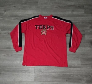 Vintage Y2K Maryland Terps Shirt Size Large Terrapins University Long Sleeve Red - Picture 1 of 9