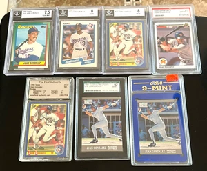 1990 JUAN GONZALEZ ROOKIE TOPPS - FLEER U.D (7 CARD GRADED LOT) ALL ARE ROOKIES - Picture 1 of 8