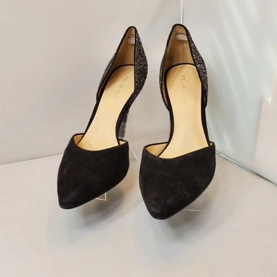Pelle Mode "KAY" Black suede & Silver sparkle Heels. Size 8.5 - Image 1 of 4