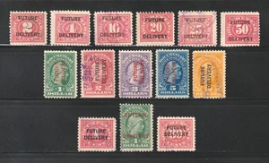 1918-34 Future Delivery Stamps, Used, Scott #s RC1  | RC25, Light Cancels - Picture 1 of 2