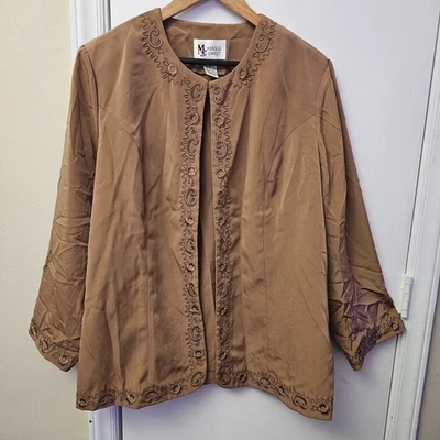 Abrigo Chaqueta Maggie Barnes Bordado Talla Grande 1X Boho Artístico Mínimo Ligero Foto 1 de 4