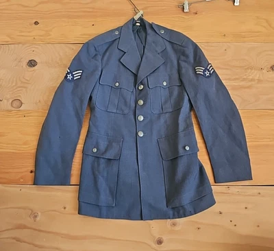 Vintage 1949 Air Force Serge Coat Dress Blue Uniform Patch 38 Regular Jacket - Image 1 of 4
