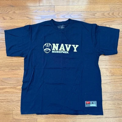 Nike Team Navy Midshipmen NCAA Football Blue T-Shirt Crew Neck Size Large - Image 1 of 4