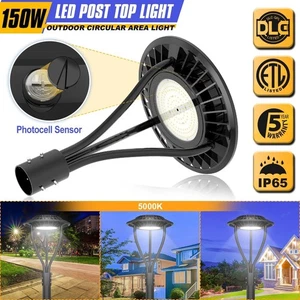 150W Led Post Top Light with Photocell Parking Lot Street Circular Pole Lights - Picture 1 of 15