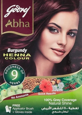 Godrej Abha Burgundy Henna Color, Hair Color - 100% grey coverage, Burgundy, 60g - Image 1 of 4
