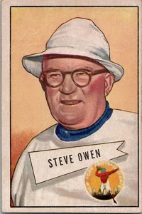 1952 Bowman Large STEVE OWEN New York Giants #4 *Crease* SET BREAK - Picture 1 of 2