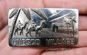 Vtg UNESCO Belt Buckle UN World Heritage Site Morocco Sahara Silver RARE VG++ - Picture 1 of 4