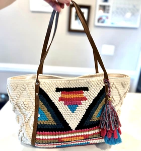 Steve Madden Bali Large Boho Tote Bag with Double Shoulder Strap Exterior Pocke - Picture 1 of 11
