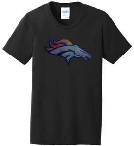 Women's Denver Broncos Football Ladies Bling T-Shirt Size S-4XL