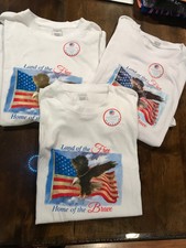 3 New Large White Tshirts Land of the Free Home of the Brave Mens American Flag