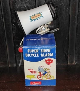 VINTAGE VERY RARE EMSON BICYCLE WOO WOO SUPER SIREN HORN MADE IN TAIWAN NIB - Picture 1 of 10