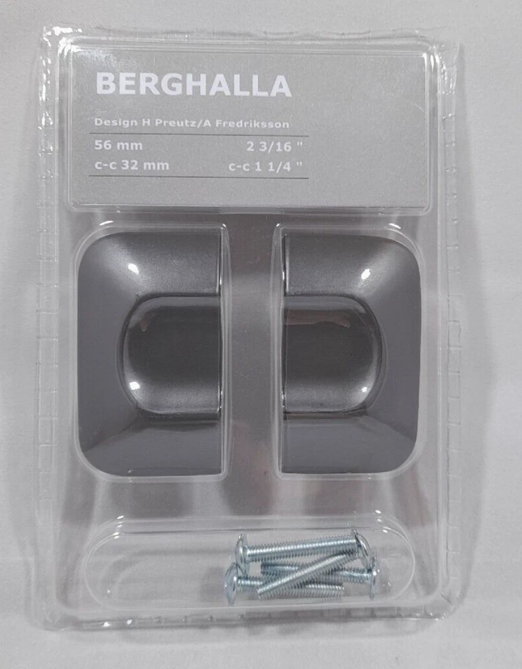 IKEA BERGHALLA Möbel Griffe in grau, (56mm), 2 Stück mit Schrauben - Bild 1 von 4