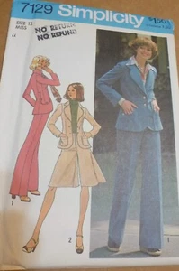 Simplicity pattern 7129 Misses 12 Pant suit, blazer, pants, pant skirt vtg Uncut - Picture 1 of 2