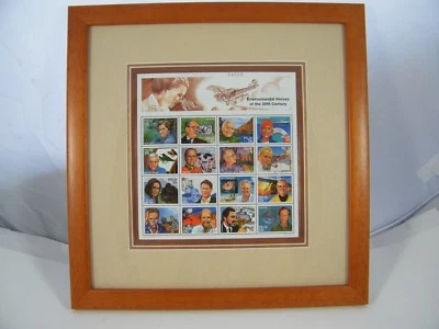 1999 PALAU ENVIRONMENTAL HEROES OF THE 20TH CENTURY FRAMED PLATE BLOCK STAMP - Image 1 of 4