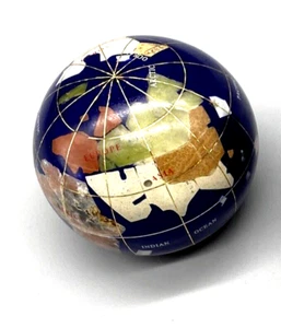 Vintage Paperweight Sphere Globe Semi precious Stones Ornament Hand Made - Picture 1 of 10