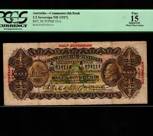 Australia 1/2 Sovereign 1927 P-15c * PCGS F 15 apparent * King George * - Picture 1 of 2