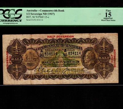 Australia 1/2 Sovereign 1927 P-15c * PCGS F 15 apparent * King George * - Image 1 of 2