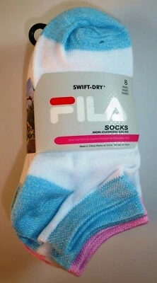 8 PAIRS FILA SOCKS BOYS GIRLS MULTICOLOR SWIFT DRY NO SHOW SPORTS SIZE 6-8 LL4 - Image 1 of 4