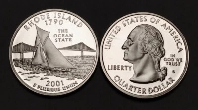 1x 2001-S Rhode Island State Quarter Proof - 90% Silver - Statehood - Image 1 of 3