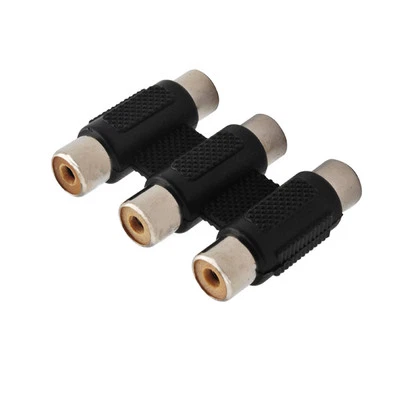 3pcs 3 RCA Connector Audio Video 3RCA Female to Female 3-RCA Coupler Adapter - Image 1 of 2