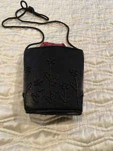 Handtasche Perlen neu ohne Etikett schwarz klein 6,5” x 6,5” langer Schultergurt besondere Veranstaltung - Bild 1 von 6
