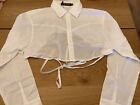 Luxe To Kill White Open Tie Back Crop Shirt Size 12