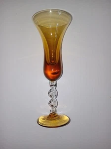 Vintage Bernstein, Honig Gold Sherry Glas hoch 5,5 Zoll verdrehter Stamm Sockel Vase - Bild 1 von 4