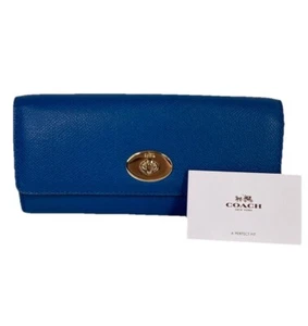 COACH Wallet Denim Blue Slim Envelope Leather F52345 - Picture 1 of 6