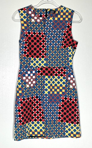 Mini abito multicolore geometrico senza maniche Kate Spade Saturday Mod taglia 4