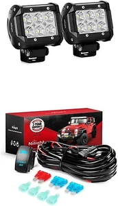 Nilight LED Light Bar 2PCS 18W Flood Led off Road Lights with 12V 5Pin Rocker Sw - Picture 1 of 8