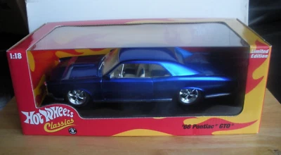 Vintage 2005 New Hot Wheels Classics '66 Pontiac GTO Blue 1:18 Scale Limited Ed - Image 1 of 4