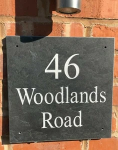LARGE NATURAL SLATE HOUSE SIGN 30CM X 30CM ANY NAME ANY NUMBER - Picture 1 of 3