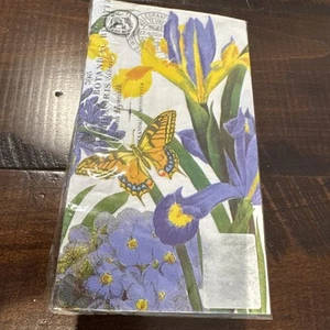 Michel Design Works Iris Hostess Napkins 15ct Triple Ply Floral Paper - Picture 1 of 10