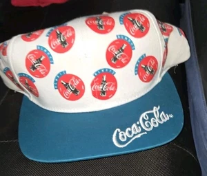 VINTAGE Coca-Cola Hat Cap Snap Back Teal, Grn Always Patch Advertising Mens 90s - Picture 1 of 5
