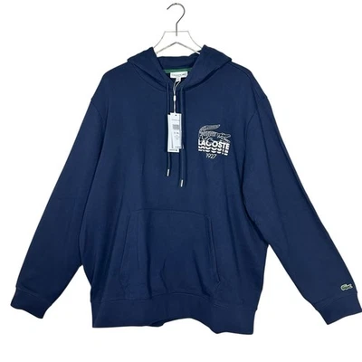 Lacoste Mens 3XL FR 8 Navy Blue Croc Logo 1927 Hoodie Sweatshirt Pullover NWT - Image 1 of 4