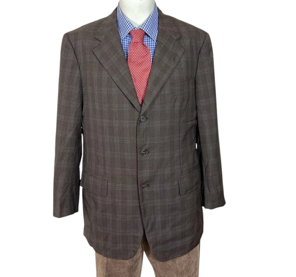 Gianluca Isaia Sport Coat Jacket Italian Wool Brown Glen Plaid Men's 40S Nice. - Image 1 of 4