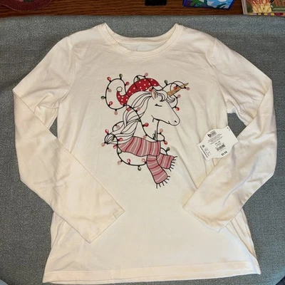 Holiday long sleeve girls size 18 XXL Christmas unicorn Image Shirt - Image 1 of 3
