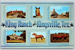Postcard Texas Kingsville King Ranch Multi View KY Derby Horses Unposted c1970s - Picture 1 of 2