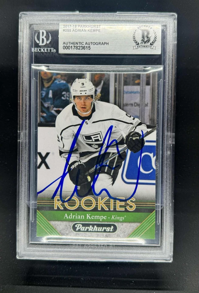 2017-18 UD Parkhurst Rookie #255 Adrian Kempe signed auto BAS slab - Image 1 of 2