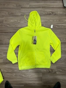 Tru-Fit High Visibility Polar Fleece Full-Zip Hoodie Sweatshirt Large L NWT - Picture 1 of 2